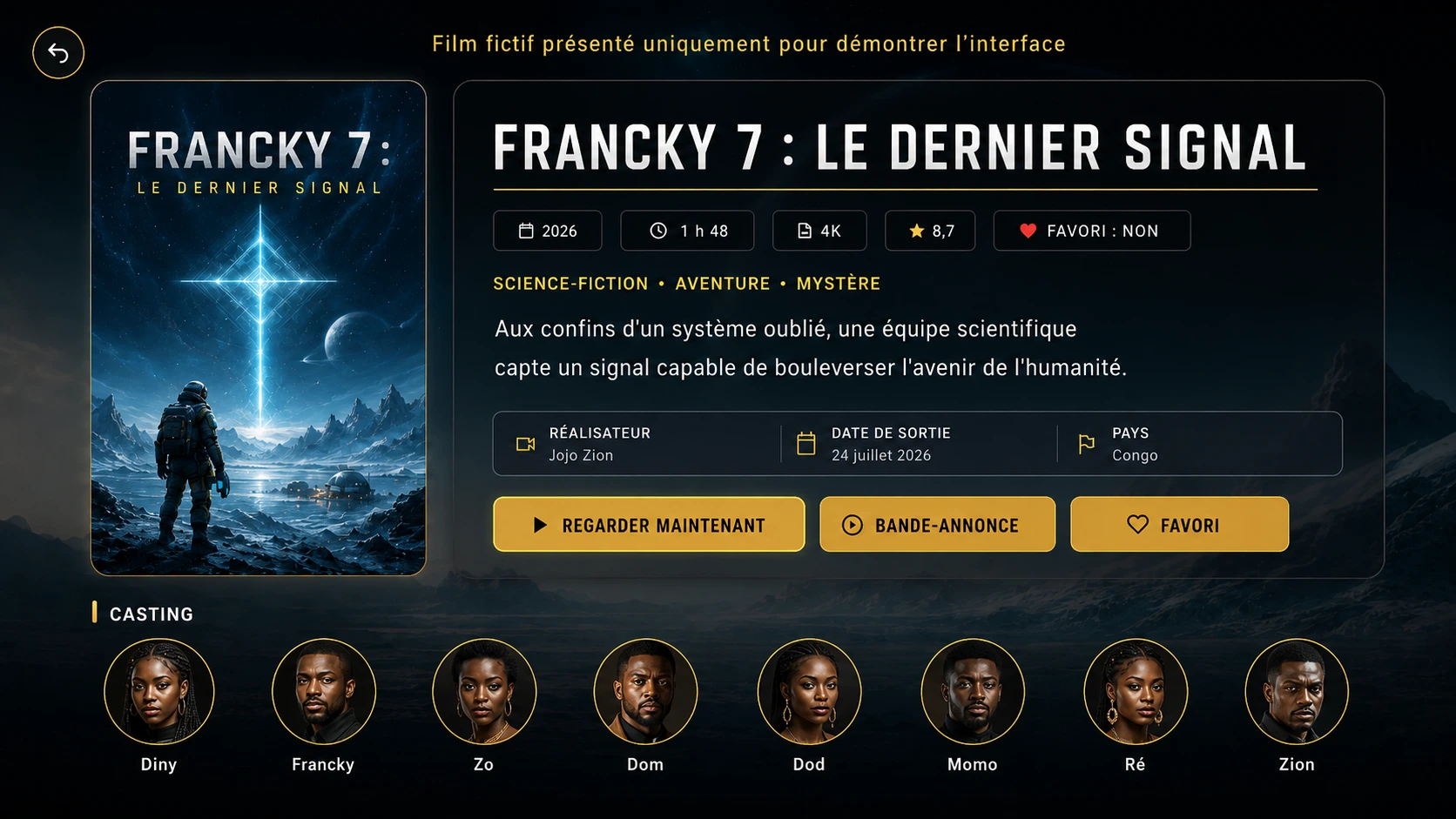 Fiche détaillée d’un film dans DF PLAYER PRO sur Amazon Fire TV